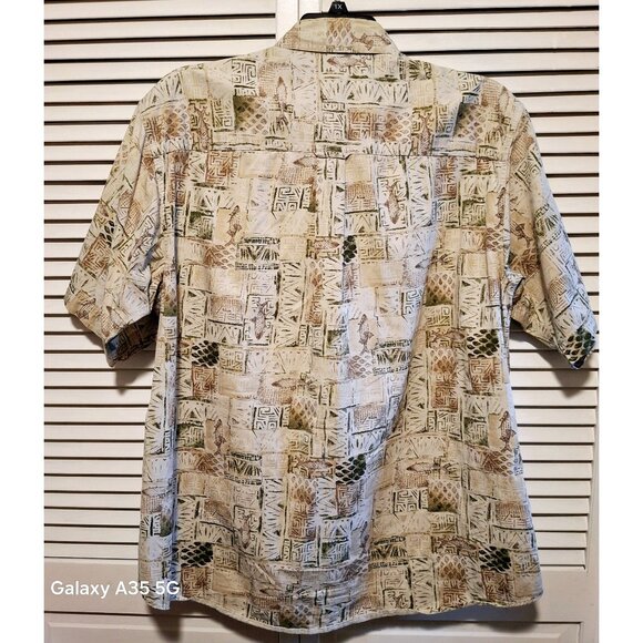 Vintage Woolrich Mens Beige & Green Short-Sleeve Button-Up Shirt With Nature Pri - Picture 5 of 7
